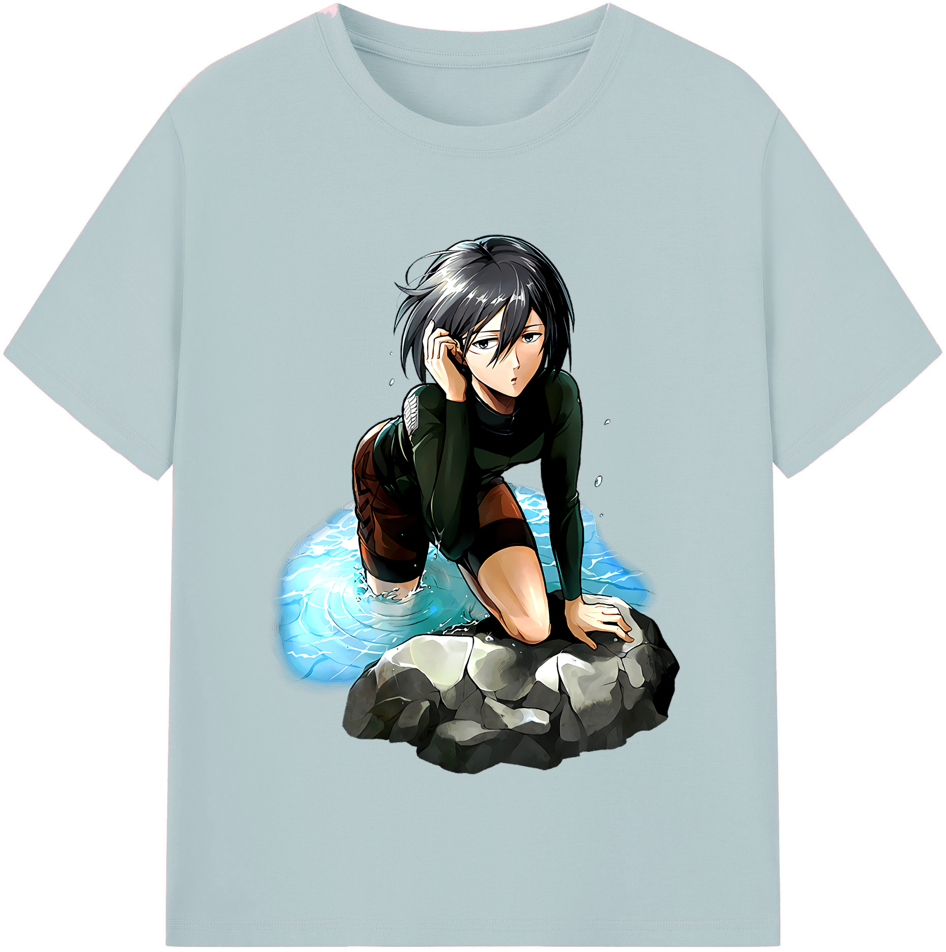 （画像用） 進撃の巨人 ミカサ·アッカーマン Attack on Titan Mikasa Ackerman 綿100％半袖Tシャツ（フロントプリント）